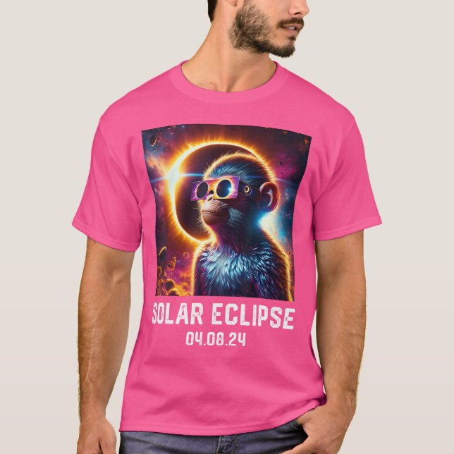 T-shirt Totality Solar Eclipse 04 08 24 Monkey Astronomy L (Devant)