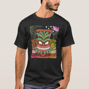 T-shirt Totem hawaïen Polynésien Tiki Statue Masque Luau T