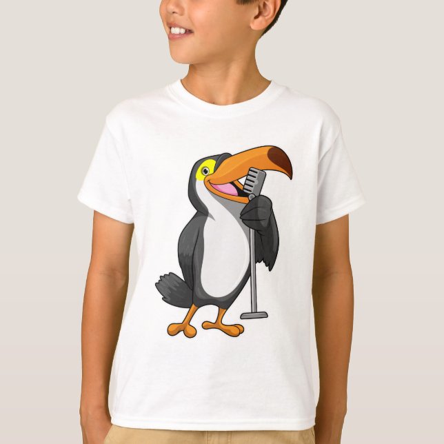 T-shirt Toucan at Music with Microphone (Devant)