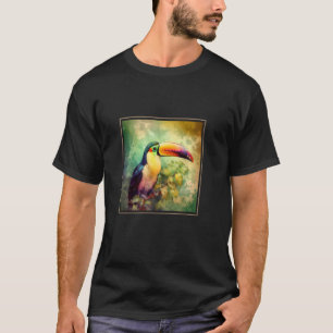 T-shirt Toucan Jardin Fleurs Peinture Animal Maman Papa