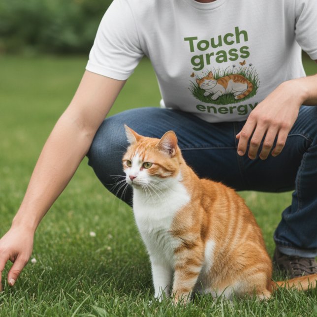 T-shirt Touch Grass Energy Cat funny meme  (Créateur téléchargé)