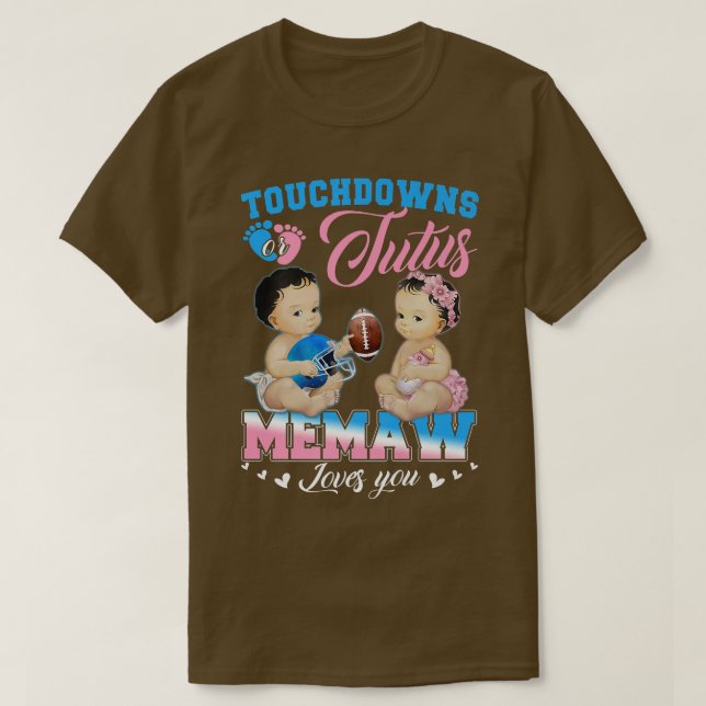 T-shirt Touchdowns ou Tutus Memaw Loves You Gender Reveal (Design devant)