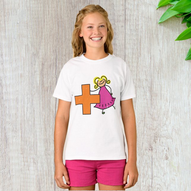 T-shirt Touche mignonne fille avec signe plus (Créateur téléchargé)