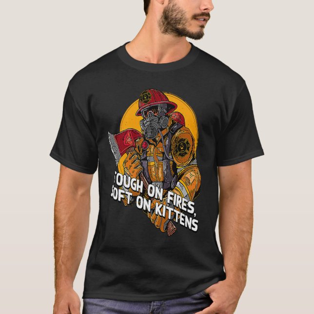 T-shirt Touché sur les incendies sur Kittens Pompier Chat  (Devant)