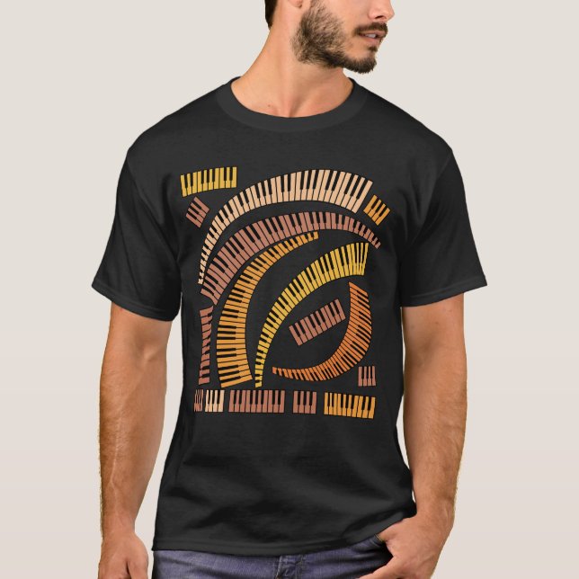 T-shirt Touches de piano courbes (Devant)