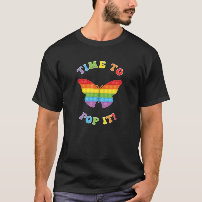 T-shirt Touget Toy Butterfly Time To Pop It! Fidget (Devant)