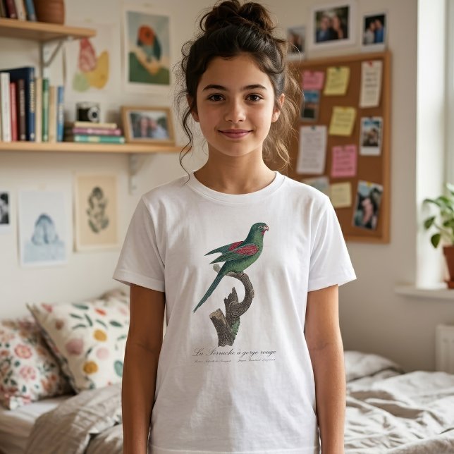 T-shirt Touï à gorge orange, Brotogeris jugularis (Orange-Chinned Parakeet, Brotogeris jugularis. Girl Basic White T-Shirt)