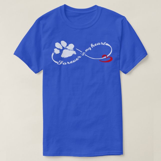 T-shirt Toujours dans mon coeur Chien Pawprint Infinity (Design devant)