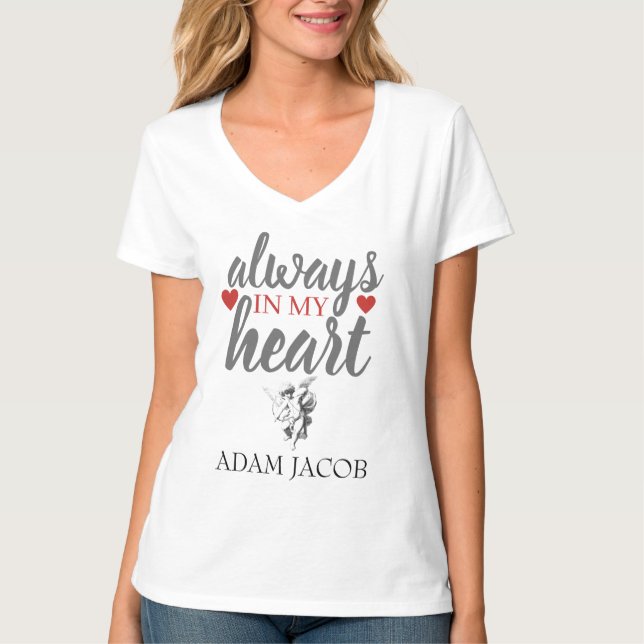 T-SHIRT TOUJOURS DANS MON COEUR, COUPLE PERSONNALISER MODÈ (Devant)