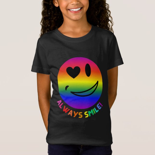 T-Shirt toujours sourire émoticônes colorées (Devant)