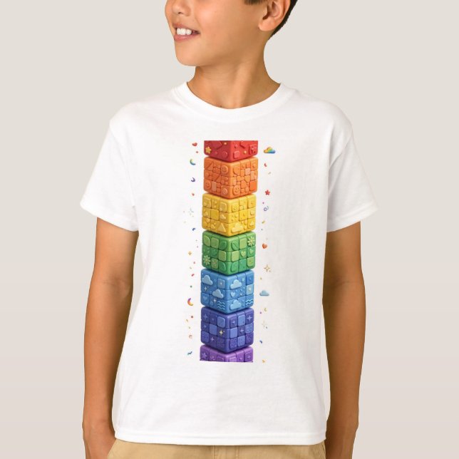 T-shirt Tour de cube arc-en-ciel (Devant)