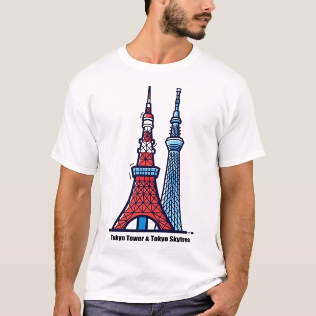 T-shirt Tour de Tokyo & Tokyo Skytree (Devant)