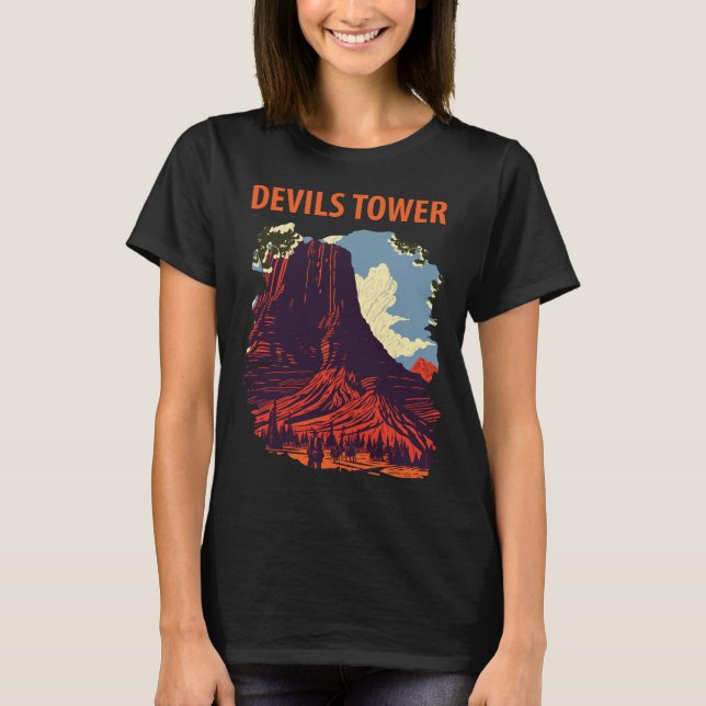 T-shirt Tour Devils Tower Wyoming Rocher Rouge (Devant)