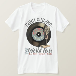 T-shirt Tour du monde drôle du Roi Born Singing de karaoke