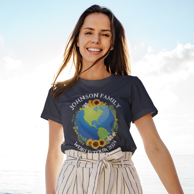 T-shirt Tour du monde sur mesure Terre tournesols Voyage f (Créateur téléchargé)