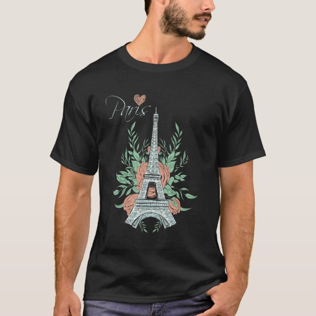 T-shirt Tour Eiffel Amour Paris Souvenir Français Paris H (Devant)