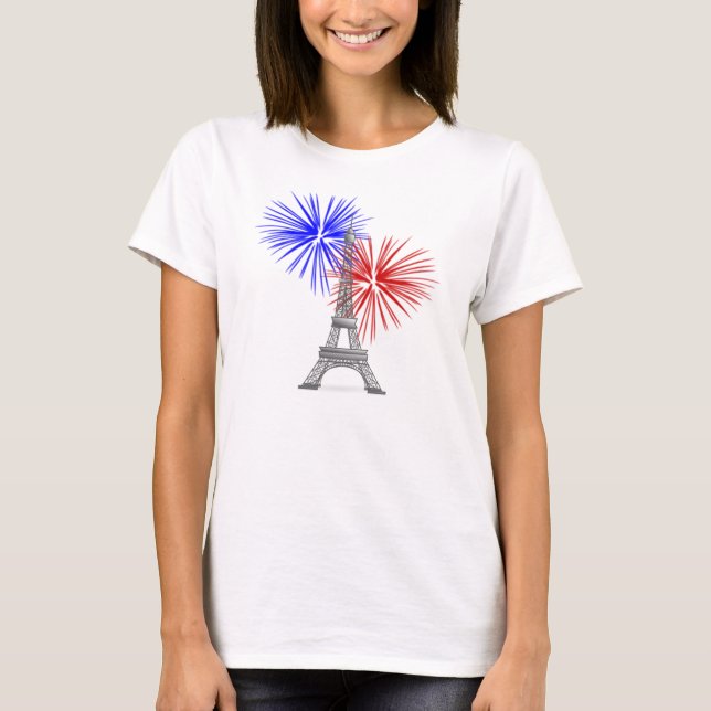 T-shirt Tour Eiffel avec feux d'artifice (Devant)