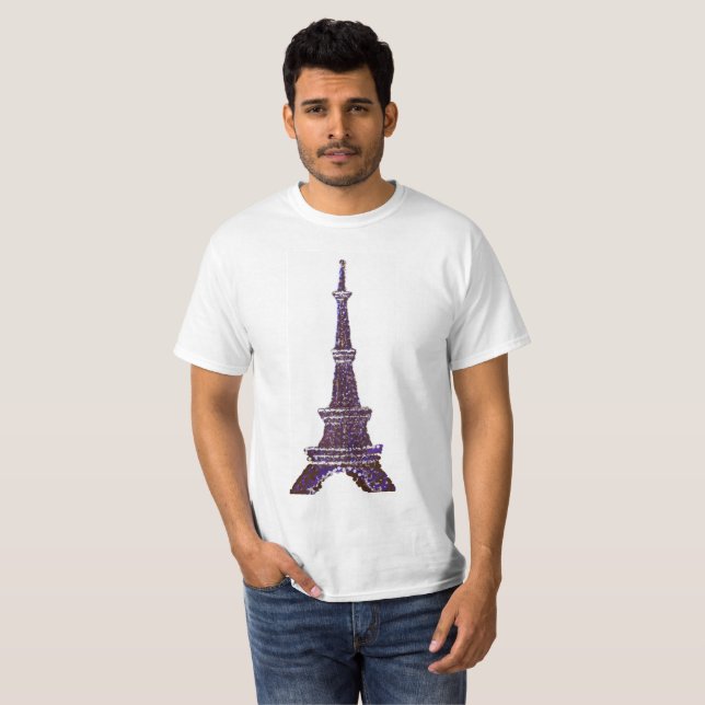 T-shirt Tour Eiffel Chemise Pointillisme blanche (Devant entier)