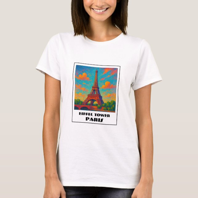T-shirt Tour Eiffel colorée Paris voyage (Devant)