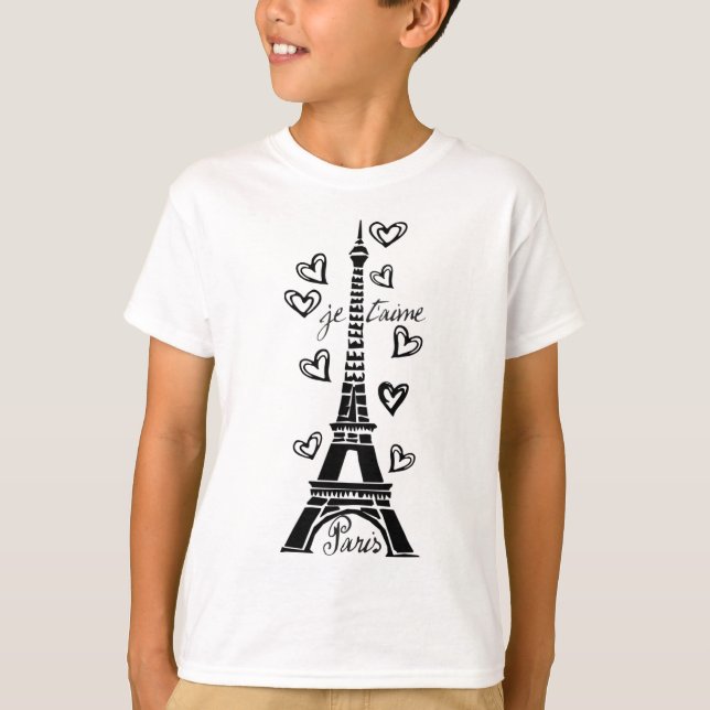 T-SHIRT TOUR EIFFEL DE PARIS JE T'AIME ET COPIE DE COEURS (Devant)