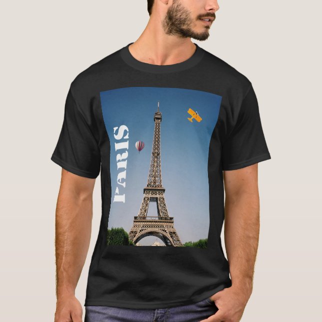 T-shirt Tour Eiffel foncé de base de Paris France du (Devant)