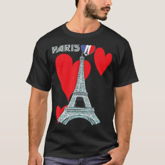 T-shirt Tour Eiffel I Love Paris France Souvenir Français