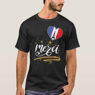 T-shirt Tour Eiffel Merci Français Souvenir Paris France P