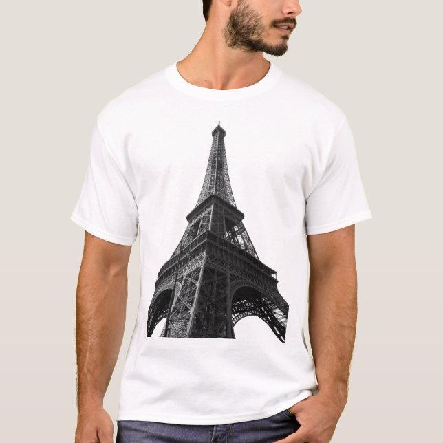 T-shirt Tour Eiffel Noir & Blanc Paris Voyage européen (Devant)