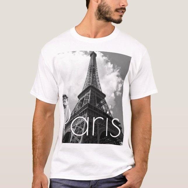T-shirt Tour Eiffel noir et blanc à Paris (Devant)