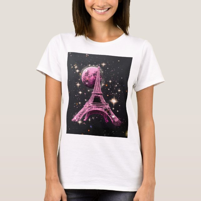 T-shirt Tour Eiffel Nuit Lune            (Devant)
