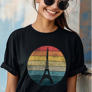 T-shirt Tour Eiffel Paris dans Sunset Circle Retro Vintage