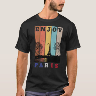 T-shirt Tour Eiffel Paris France Hommes Vintages Femmes