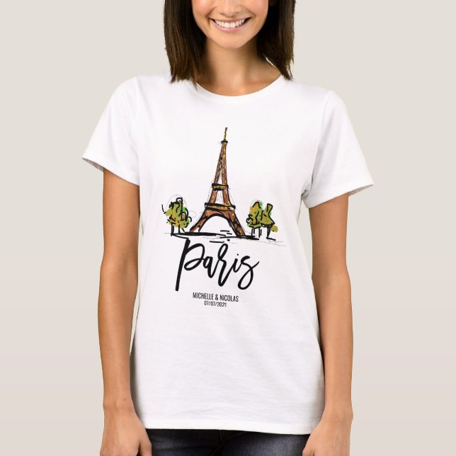 T-shirt tour eiffel paris ROMANTIQUE COUPLE (Devant)