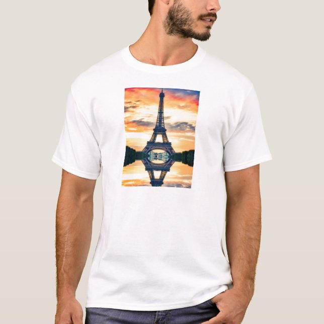 T-shirt Tour Eiffel Paris Soirée européenne (Devant)