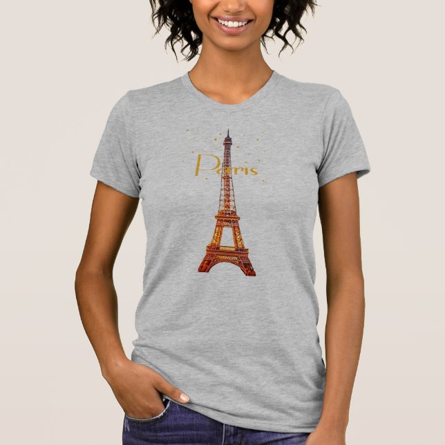 T-shirt Tour Eiffel Paris Texte (Devant)