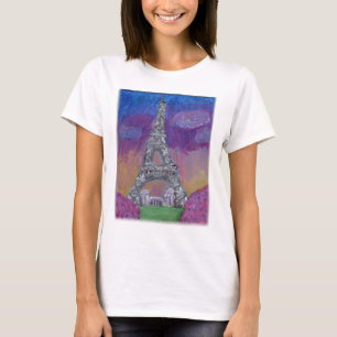 T-shirt Tour Eiffel Peinture folklorique