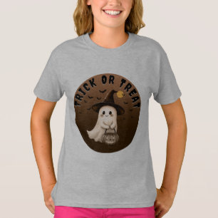 T-shirt tour ou friandise mignon fantôme halloween citroui