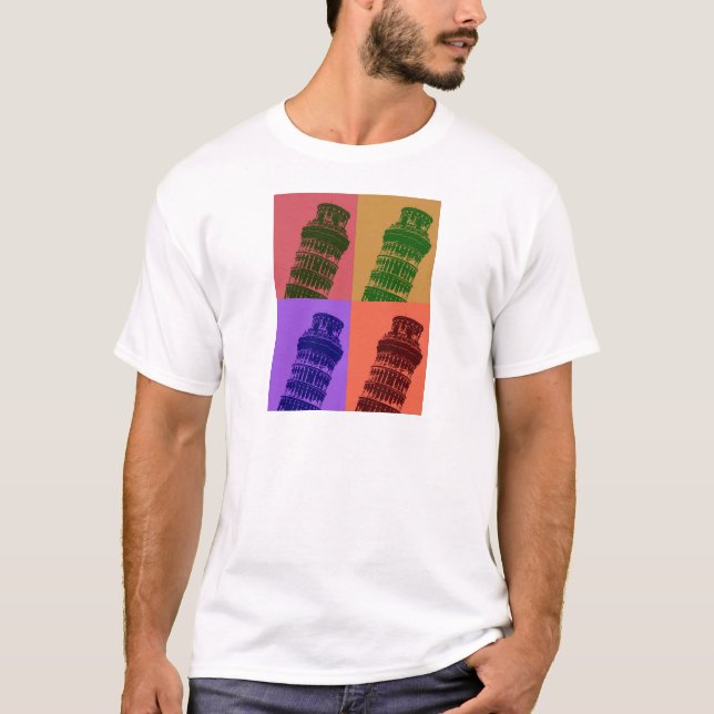 T-shirt Tour penchée de Pise Pop Art (Devant)