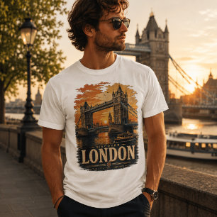 T-shirt Tour Rétro Coucher de Soleil sur la Tour de Londre