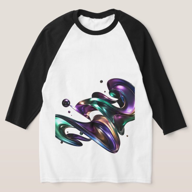 T-shirt Tourbillon de liquide violet et vert métallisé (Poser)