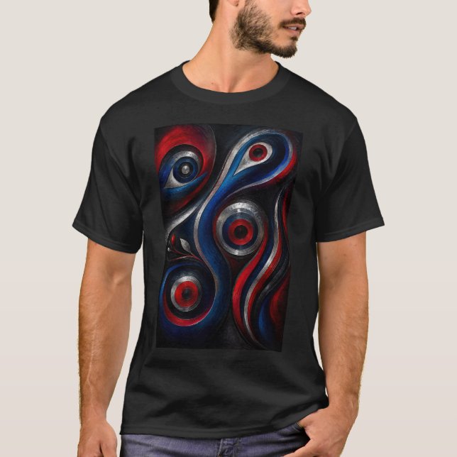 T-shirt Tourbillon Métallique | Abstrait Moderne (Devant)