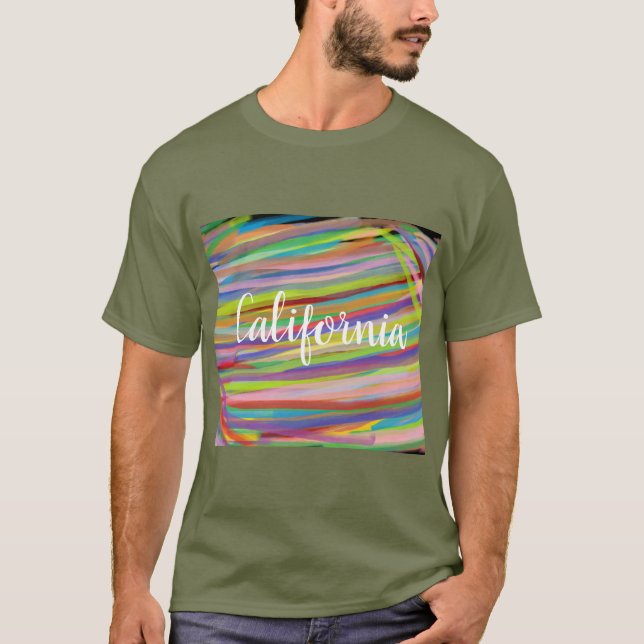 T-shirt Tourbillons arc-en-ciel abstraits de Californie av (Devant)