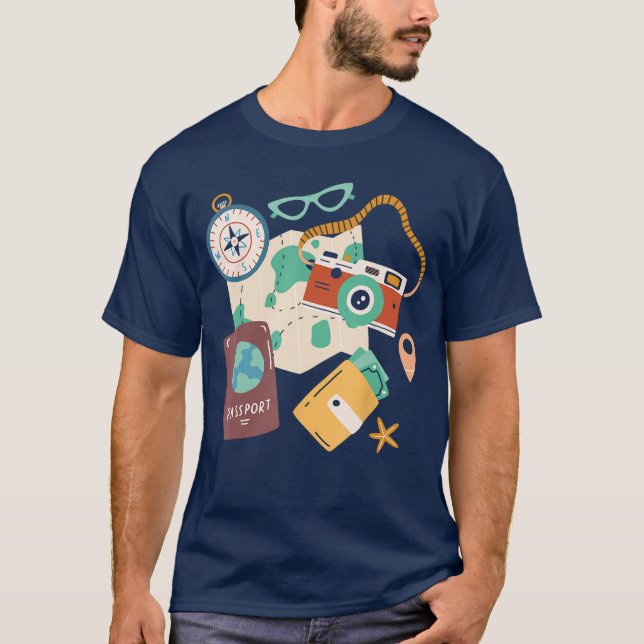 T-shirt Tourist Holidays Costume Camera Passportraveling V (Devant)