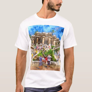 T-shirt Touristes chez Parc Guell à Barcelone Espagne