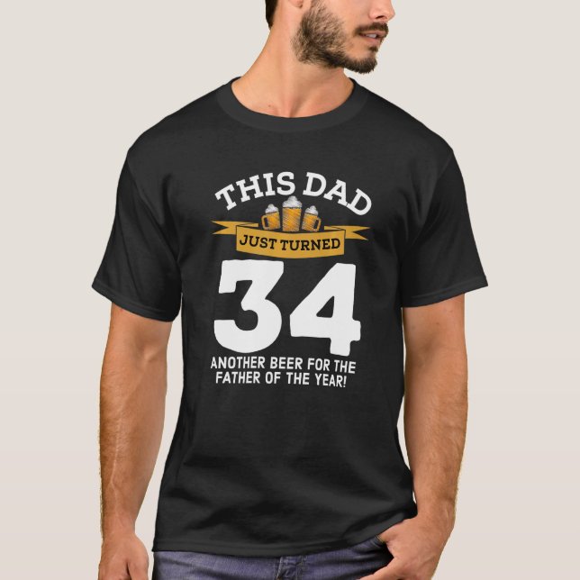T-shirt Tourné 34 Bière Boire Papa 34e Père Anniversaire G (Devant)