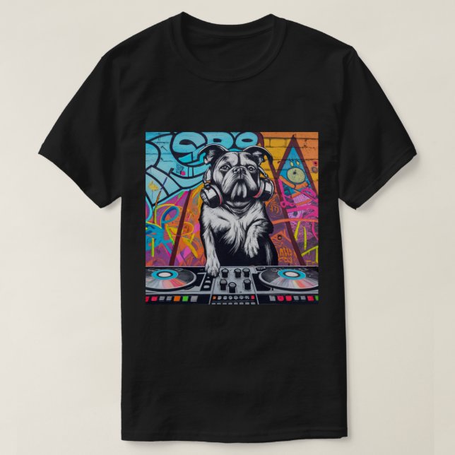 T-shirt Tourne-disque de rue DJ Dog Graffiti (Design devant)