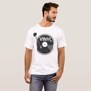 T-shirt Tourne-disque vinyle noir et blanc