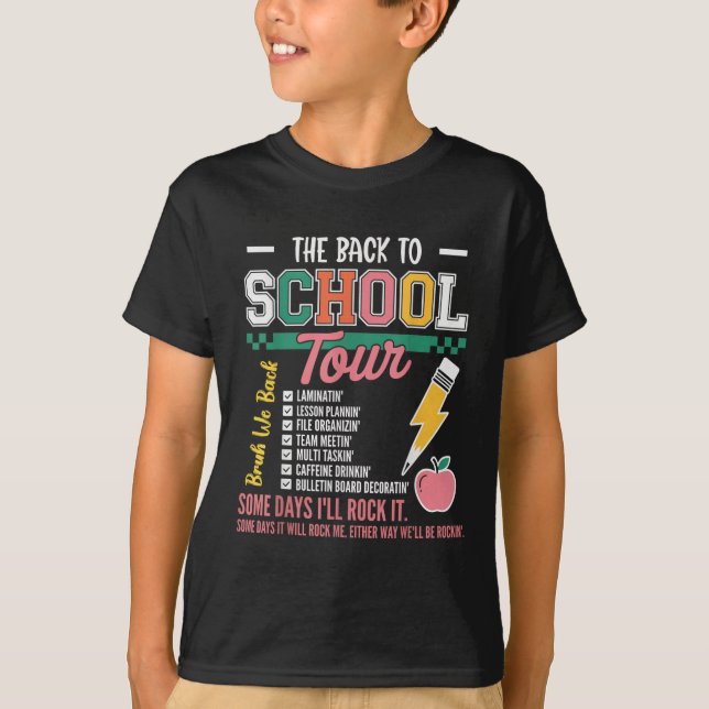 T-shirt Tournée Rétro Éclair Abcd Retour à l'école Teac (Devant)
