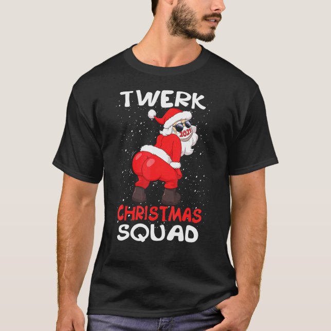 T-shirt Tourner le Père Noël en visage Masque Twerk Noël (Devant)