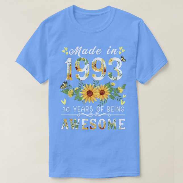 T-shirt Tournesol 30e anniversaire cadeaux pour femmes, Fl (Design devant)
